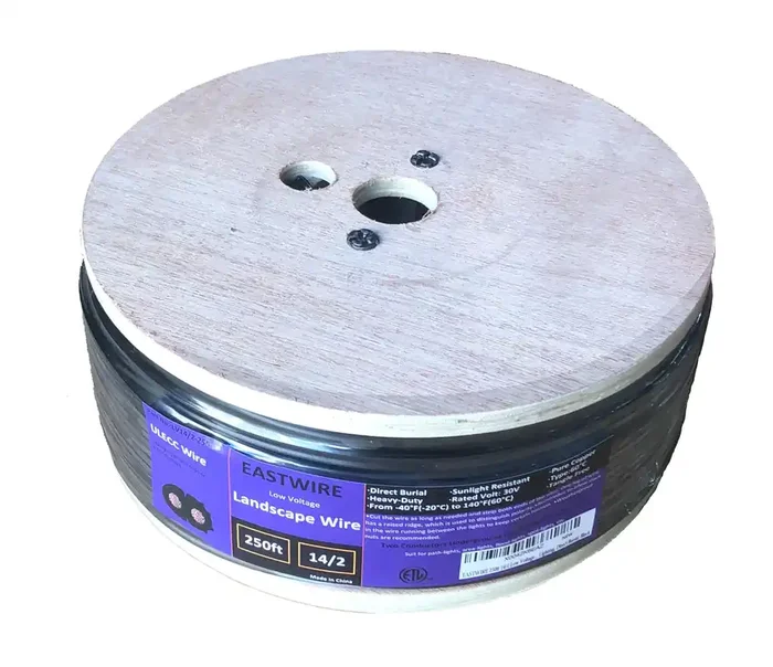 Eastwire 14/2 Low Voltage Landscape Lighting Copper Wire,14-Gauge 2-Conductor 250 Feet, Low-Voltage Wire, Low Voltage Wiring, Low Voltage Wire 14/2, Landscape Wire 14 2,Black