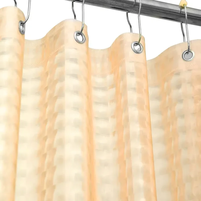 Eazzier Bath Beige 3D Crystal Plastic Shower Curtain Liner, 72X72 Inch Thin Lightweight Plastic Bathroom Shower Showroom Inner Curtain With Rustproof Metal Grommet Holes And Weighted Magnets