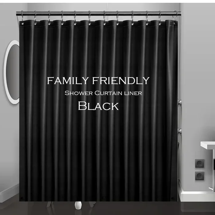 Eazzier Bath Black Plastic Shower Curtain Liner, 72X72 Inch Thin Lightweight Black Plastic Bathroom Shower Showroom Inner Curtain With Rustproof Metal Grommet Holes And Weighted Magnets
