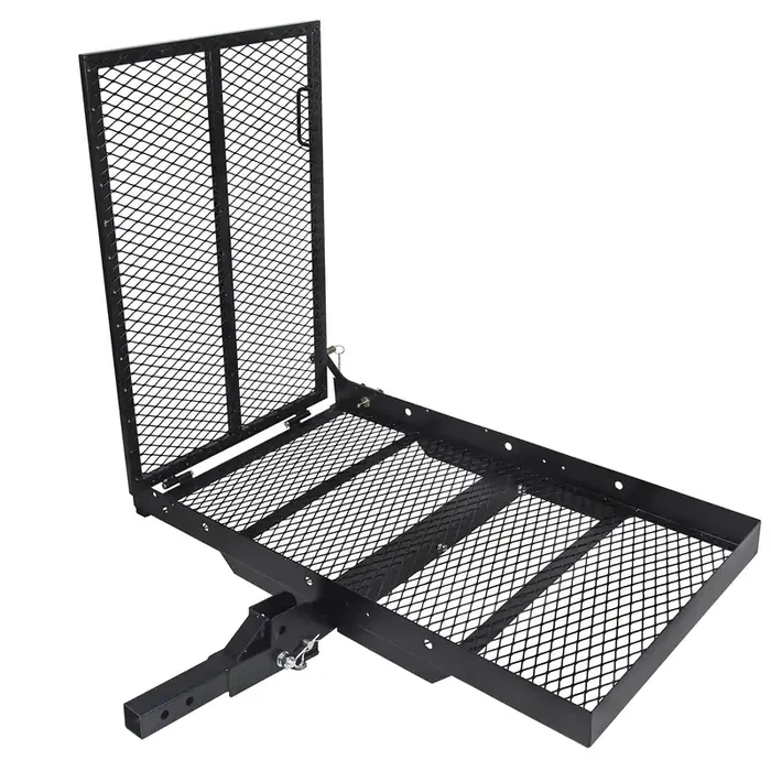 Ecotric 46.2 X 26.8 X 38.7 Inch Hitch Cargo Carrier W/Ramp Foldable 500 Lbs Capacity Hitch Mount Steel Wheelchair Carrier Mobility Scooter Ramp 2 Hitch Receiver For Suv Truck Van Car