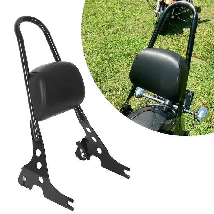 Ecotric Detachable Sissy Bar Passenger Backrest Compatible With 2004-Up Harley Sportster Xl883C 883R Xl1200R 1200C 1200S Xlh883 Xlh1200 Motorcycle Backrest W/Cushion Pad