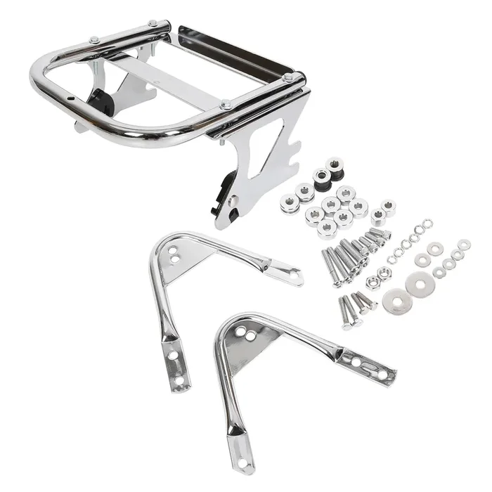 Ecotric Detachable Two Up Tour Pack Luggage Rack W/Docking Hardware Kit Compatible With 1997-2008 Harley Touring Road King Electra Glide Street Glide Road Glide Chrome Tour Pak Mounting