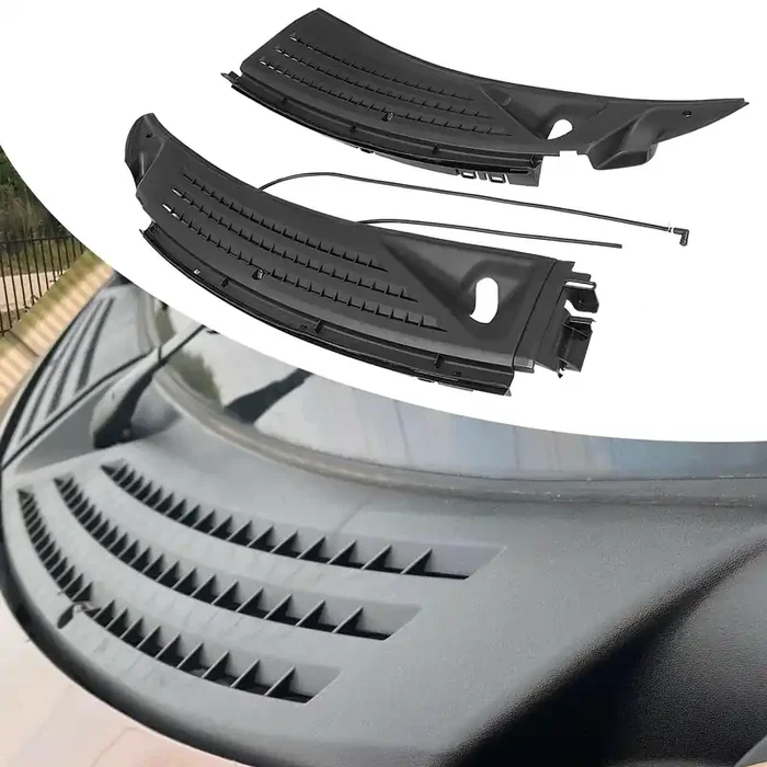 Ecotric Front Windshield Wiper Cowl Panel Grille Vents Set W/Seals Compatible With 2009-2014 Ford F150 Replacement For Bl3Z15022A68A & Bl3Z15022A69A Driver & Passenger Side
