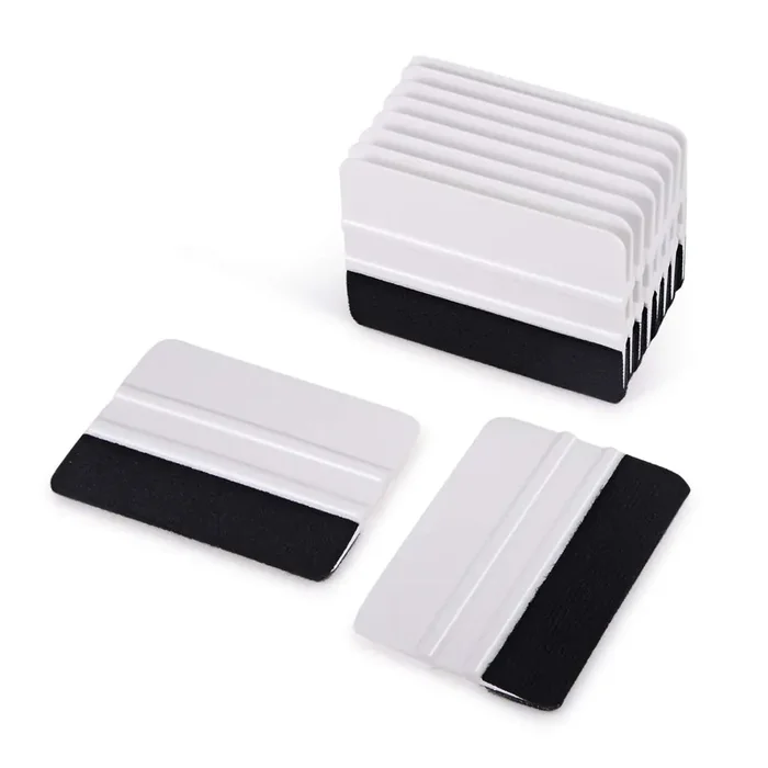 Ehdis 10Pcs Vinyl Squeegee Felt Edge Squeegee 4 Inch Car Vinyl Scraper Decal Applicator Window Tint Tool With Black Fabric Felt Edge-White