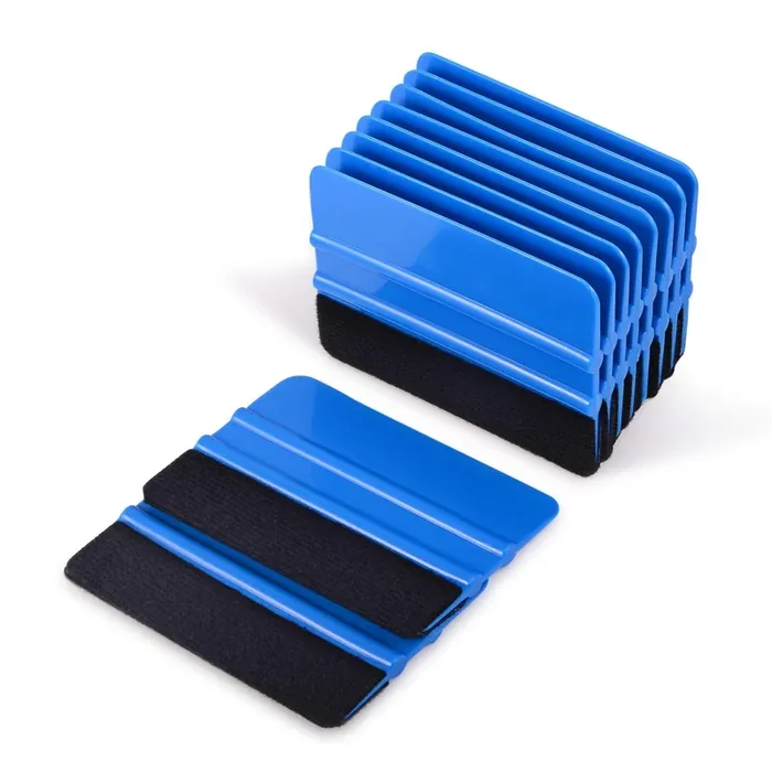 Ehdis 10Pcs Vinyl Squeegee Felt Edge Squeegee Wallpaper Smoothing Tool Window Tint Squeegee 4 Inch Car Vinyl Scraper Decal Applicator Window Tint Tool With Black Fabric Felt Edge-Blue
