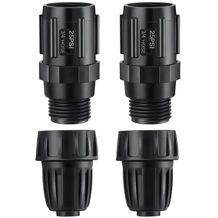 Electricwise 4 Pcs 25 Psi Drip Irrigation Pressure Regulator Faucet Adapter Kit, 2 Pcs 3/4‘ Fht X 3/4‘‘ Mht Pressure Regulator, 2 Pcs 1/2 Inch Drip Irrigation Tubing Adapter For Drip Irrigation System