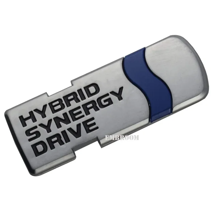 Embroom Hybrid Synergy Drive Emblem, 3D Metal Car Badge Sticker Decal Replacement For All 4 Wheel Drive Car Models (Chrome)
