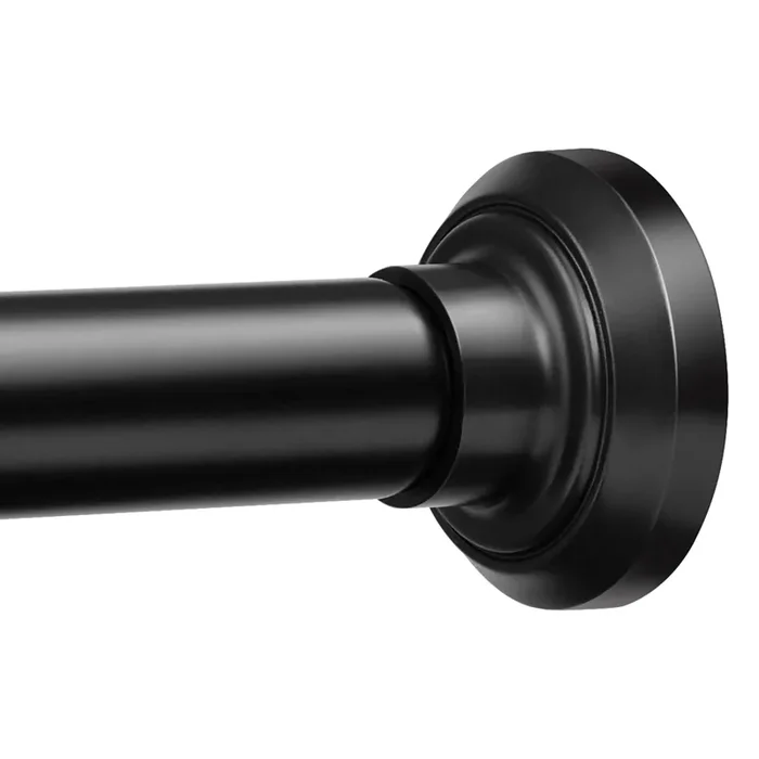 Enjoybasics Matte Black Shower Curtain Rod 33 To 87 Inches, 1 Inch Stainless Steel Adjustable Spring Tension Rods No Drill For Bathroom, Closet, Window, Room Divider, Never Rust, Non Slip