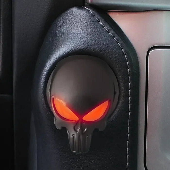 Epochhike The Punisher Avenger Marvel Style Suitable For Push To Start Button Cover, Car Start And Stop Button Decoration Ring, Anti Scratch Car Button Decoration Ring (Titanium Black)