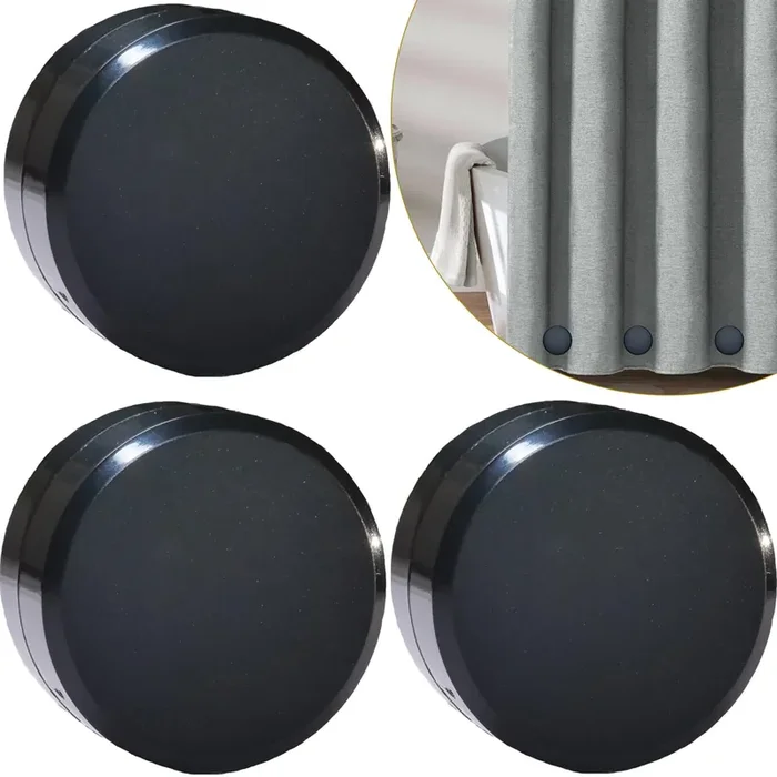 Ethory Heavy Strong Magnets Shower Curtain Weights, Magnetic Shower Curtain Liner Weight Bottom Plastic Covered Add Weight (Black, 6 Pcs)