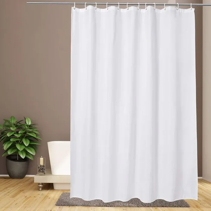 Eurcross 72 X 76Inch Shower Curtain For Bathroom, Easy Care Machine Washable Fabric Solid White Shower Curtain Liner 76 Inch Long Without Hooks