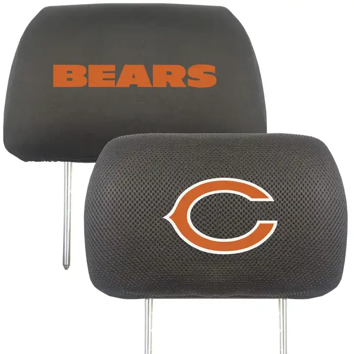 FANMATS 12493 Chicago Bears Embroidered Head Rest Cover Set, Black, 10‘ x 14‘, 2 Pieces