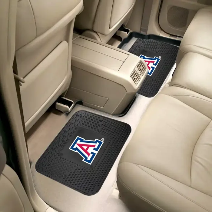 FANMATS 13215 NCAA Arizona Wildcats Back Row Utility Car Mats – 2 Piece Set, 14in. x 17in., All Weather Protection, Universal Fit, Deep Resevoir Design, Molded Team Logo