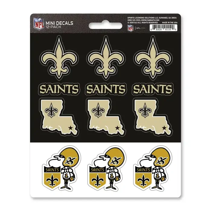 FANMATS 61128 New Orleans Saints 12 Count Mini Decal Sticker Pack