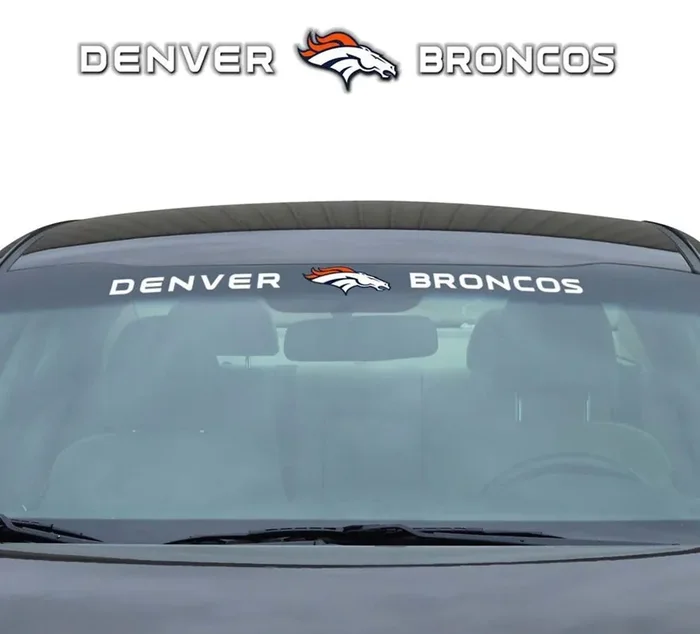 FANMATS 61470 NFL – Denver Broncos Sun Stripe Windshield Decal 3.25 in. x 34 in. – Great Gift for Sports Fans – Works On Hard Surfaces – for Homes, Cars, Trucks, SUVs.