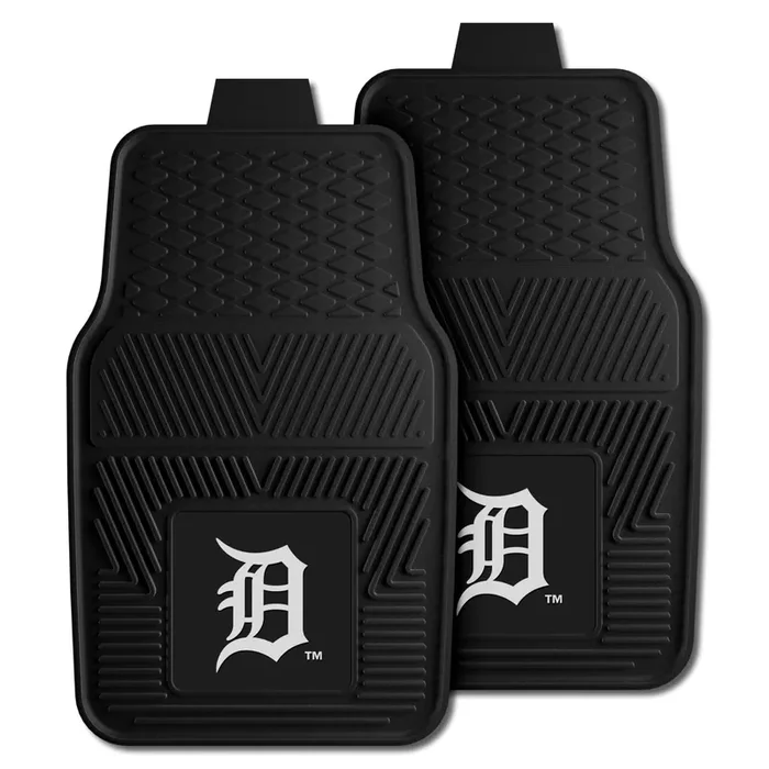 FANMATS 8837 Detroit Tigers 2-Piece Heavy Duty Vinyl Car Mat Set, Front Row Floor Mats, All Weather Protection, Universal Fit, Deep Resevoir Design