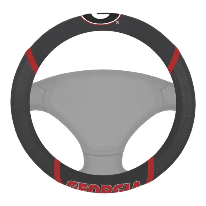 FANMATS NCAA University of Georgia Bulldogs Polyester Steering Wheel Cover , Black , 15‘x15‘