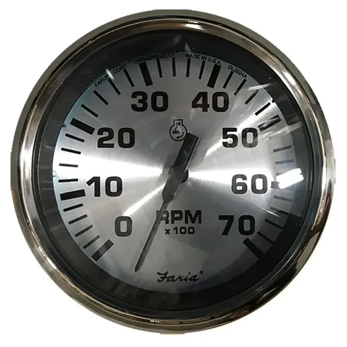 Faria Beede Instruments 36005 Spun Silver Tachometer – 7000 Rpm
