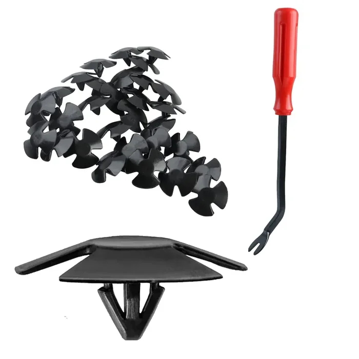 Fastener Remover With 30Pcs Hood Insulation Retainers Clips Replacement For Dodge Ram Replace 4878883Aa Nylon Clip