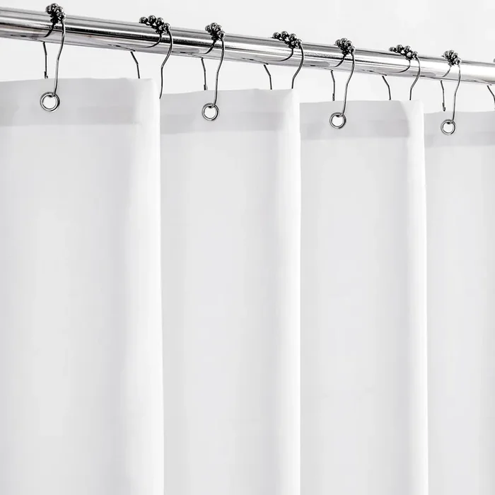 Felisa Short Fabric Shower Curtain Liner With 6 Magnets,72W X 66L, Waterproof & Light-Weight Shower Liner For Bathroom,Soft Cloth Shower Curtain Liners,Machine Washable,White,Cortinas De Baño