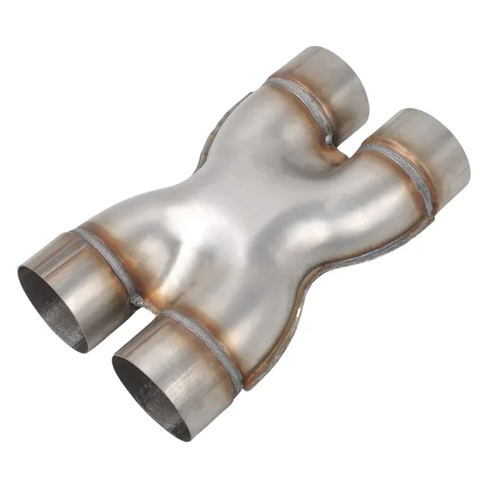 Fgjqefg T409 Stainless Steel X Pipe 3‘‘ Inch Id Dual To 3‘‘ Inch Id Dual Stamped Exhaust Adapter Connector, Crossover X-Pipe,Overall Length Approx. 12, Universal