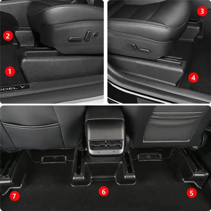 Fitev Under Seat Slide Rail Protectors 7Pcs For Tesla Model Y Seat Track Cover Abs Anti Kick Scuff Wrap Kits Compatible With Model Y Interior Accessories 2023-2021