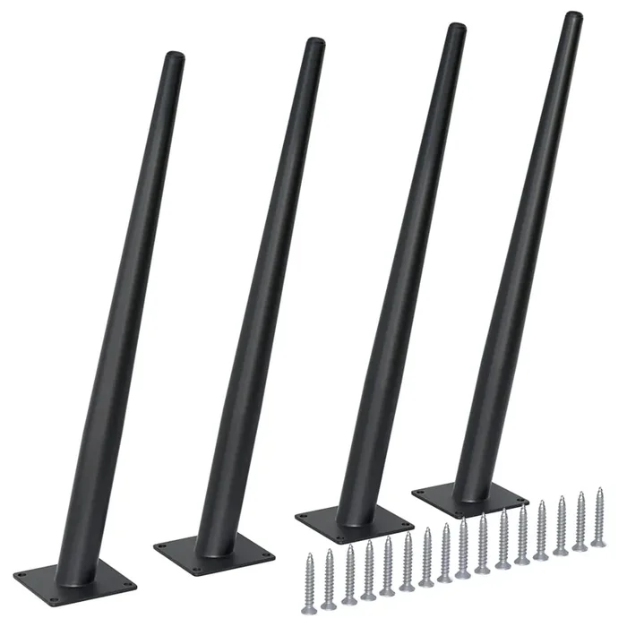Fivepears 4 Pcs 16 Inch Heavy Duty Matte Black Metal Slant Angled Tapered Legs Set For Furniture, Mid Century Modern Style Feets For Coffee Table Couch Sofa Cabinet Chair Dresser Bed Desk Credenza