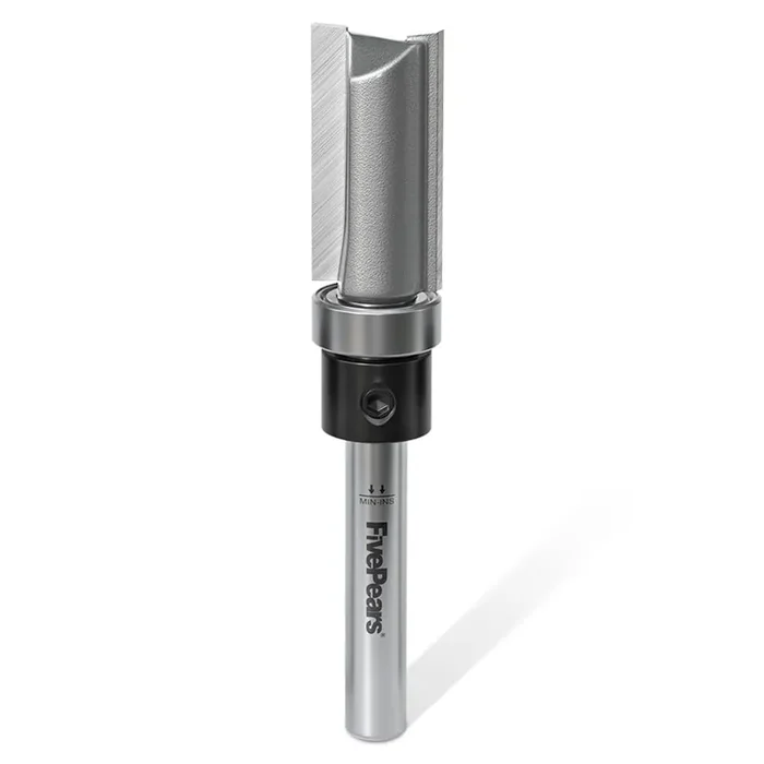 Fivepears Pattern Flush Trim Router Bit 1/2 Inch Cutting Diameter, 1 Inch Cutting Length, 1/4 Inch Shank, Top Bearing Flush Straight Cut Trim Router Bit For Woodworking