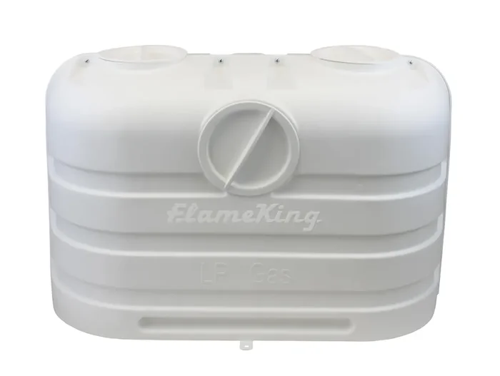 Flame King Dual 20Lb Lp Propane Tank Light Plastic Heavy Duty Cover For Rv, Travel Trailer, Camper – White