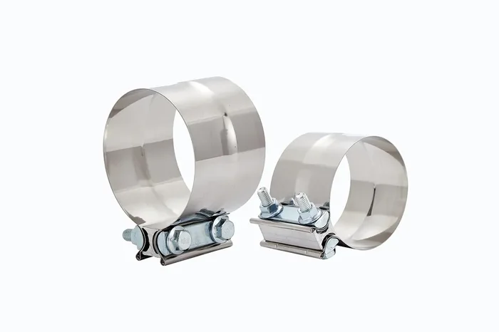 Floshine 3.5 In Lap Joint Band Clamps,Exhaust Muffler Clamp 2 Pcs,3.5 Exhaust Pipe Clamps Preformed Stinless Steel