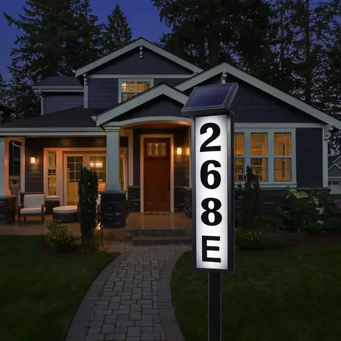 Flsepamb Solar Address Sign Lighted Solar House Numbers For Outside Address Plaques For House Address Sign Numbers For House, Yard, Garden, Waterproof