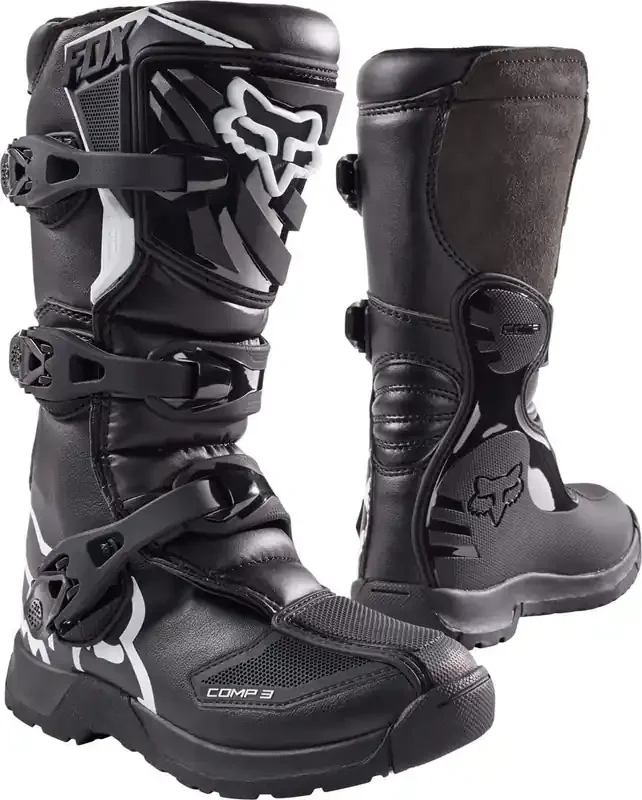 Fox Racing Unisex-Child Youth Comp 3 Motocross Boot,Black,Big Kid 8