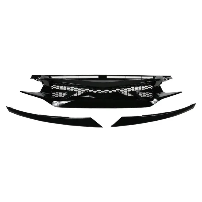 Freemotor802 Compatible With 2016-2018 Honda Civic All Models 2019-2021 Honda Civic Hatchback And Si Models Only Front Grille, Gloss Black Abs Plastic Hood Grill Cover