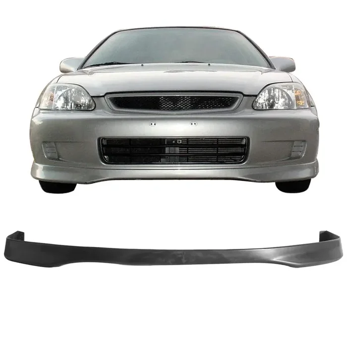 Freemotor802 Front Bumper Lip Splitter, Fits 1999-2000 Honda Civic, Type-R Style Unpainted Black Pp Air Dam Chin Spoiler Underbody Front Lip Spoiler Lower Guard Protector Styling Trim