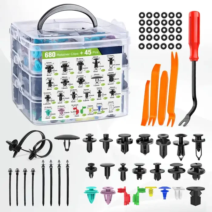 Frokom 23 Most Popular Sizes Auto Push Pin,Car Retainer Clips Fasteners Cars Body Kits-680Pcs,Fasteners Remover For Toyota Gm Ford Honda Chevy
