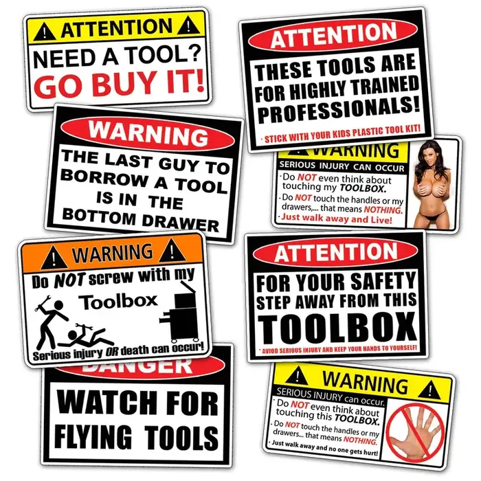 Funny Toolbox Warning Decal Sticker Tool Box Pack Set – By 215 Decals