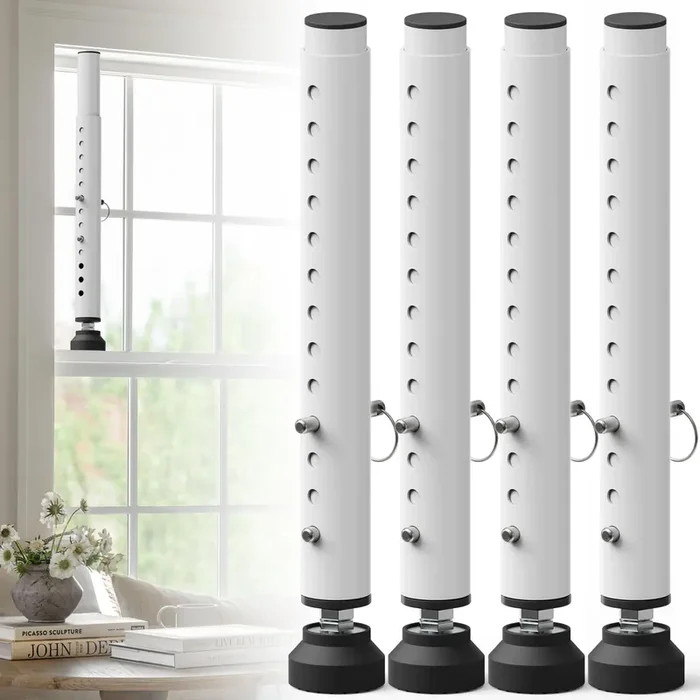 Gadgetzan 4 Pack Window Security Bars Adjustable 11‘-18‘,Portable Small Sliding Window Lock Bar For Child Safety/Anti-Theft,Window Safety Lock With Rubber Base For Vertical And Horizontal Window-White