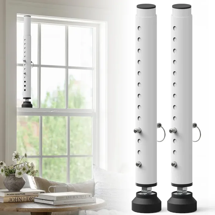 Gadgetzan Adjustable Window Security Bars,Sliding Window Safety Lock Bar For Child Safety/Anti-Theft,Window Stopper With Rubber Base For Vertical And Horizontal Window,Extends To 11‘-18‘(White-2 Pack)