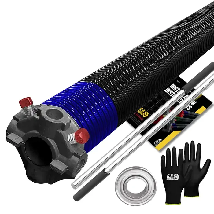 Garage Door Torsion Spring 262X2X39 Torsion Springs For Garage Door Repair Left Hand Wound Replacement For Right Side Of Garage Door With 1‘ Steel Bearing, Gloves, Manual And Winding Bars (Black Cone)