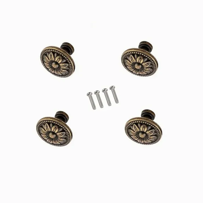 Gdqlcnxb Pull Handle Metal Flower Shape Cabinet Drawer Door Knob Bronze Tone Pack Of 4