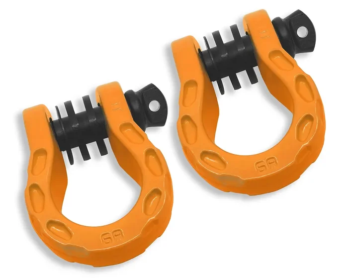 Gearamerica Mega D Ring Shackles – 68,000 Lbs Capacity, Stronger Than 3/4″ D Rings -Tow Shackle, 7/8″ Pin & Washers – Securely Connect Tow Strap Or Winch Rope For Off-Road Recovery – Orange, 2-Pack
