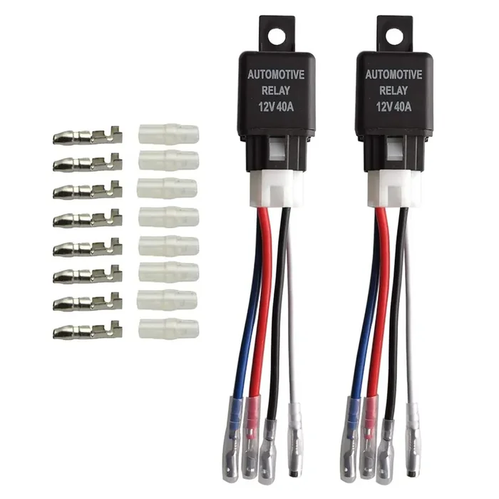 Gebildet 2Pcs Car Relay Harness 12V 40A 4 Pin Spst Harness Sockets With Color-Labeled Wires For Automotive Truck Motorcycle Boat