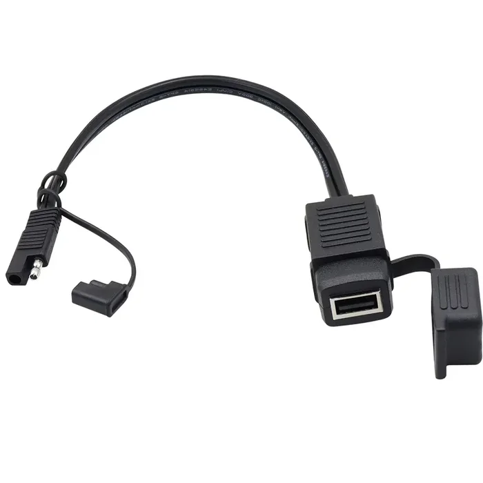 Gelrhonr Sae Quick Connector To Usb Adapter Motorcycle Cable, 5V 2.1A Usb Port Power Socket With Waterproof Cover,Compatible With Smart Phone Tablet Gps Charge On Motorcycle12-24V -36Cm