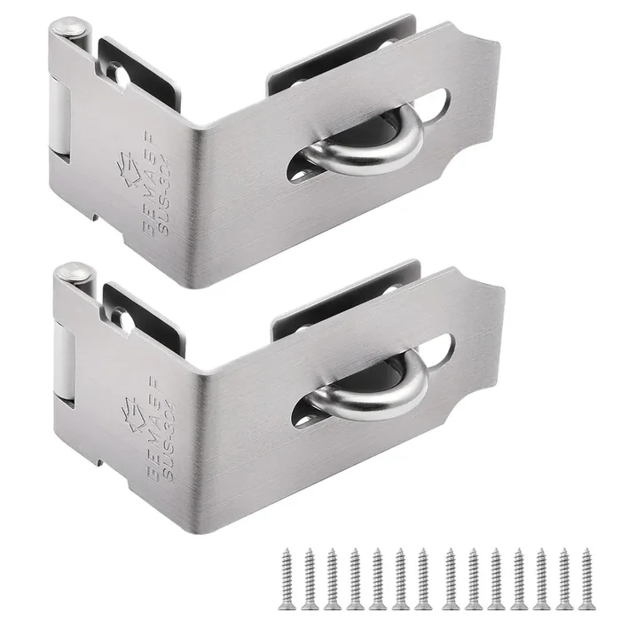 Gemasp Hasp Latch 2 Pack, 90 Degree Solid 304 Stainless Steel File Cabinet Lock Desk Drawer Lock, Safe Security Padlock Latch Hasp Lock For Personal Privacy