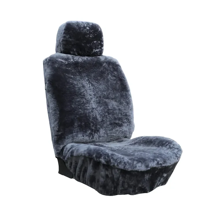 Genuine Sheepskin Seat Covers Fur Seat Covers For Cars Furry Covers Fuzzy Seat Covers For Car Fluffy Seat Covers For Car Fur Shearling Car Accessories (56 By 23 Inches, Gray With Bit Of Bluish Tint)
