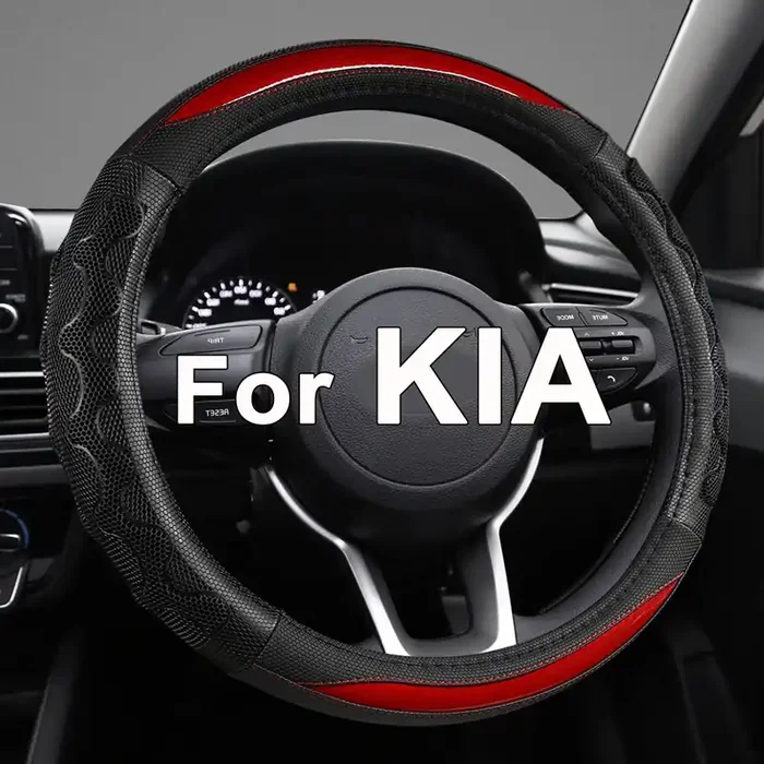 Giant Panda Steering Wheel Cover For Kia Soul,Sportage,Forte,Optima,Telluride(3D Honeycomb-Red-Standard Size)