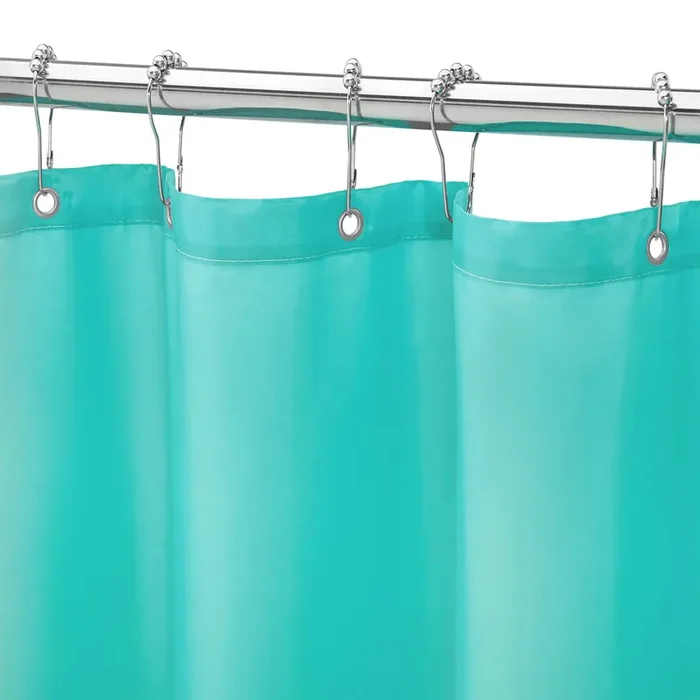 Gibelle Long Shower Curtain Liner 72 X 78 Inches, Teal Shower Curtain Liner, Washable Waterproof Fabric Bathroom Shower Curtain Set With Hooks