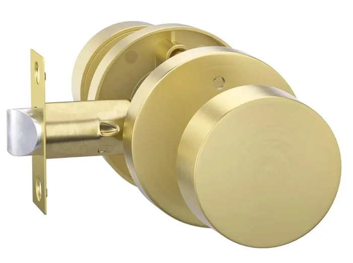 Goldenwarm 1 Pack Brushed Gold Interior Door Knob, Zinc-Alloy Brushed Brass Privacy Door Knob, Brushed Gold Privacy Door Knob Interior For Bedroom, Bathroom