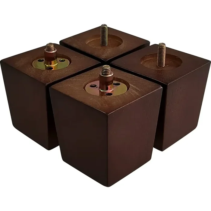 Gosche 3 Inch Wood Furniture Feet Sofa Legs Set Of 4, Brown Square Couch Legs, Mid Century Modern Dresser Replacement Feet For Chair Armchair Recliner Coffee Table Or Home Diy Projects Bun Feet