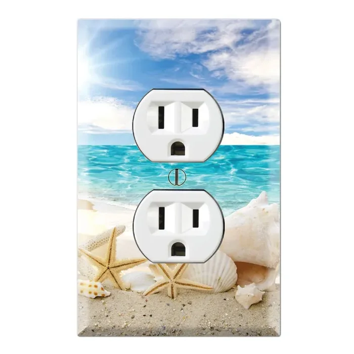 Graphics Wallplates – Seashells Ocean White Sand Beach- Duplex Outlet Wall Plate Cover